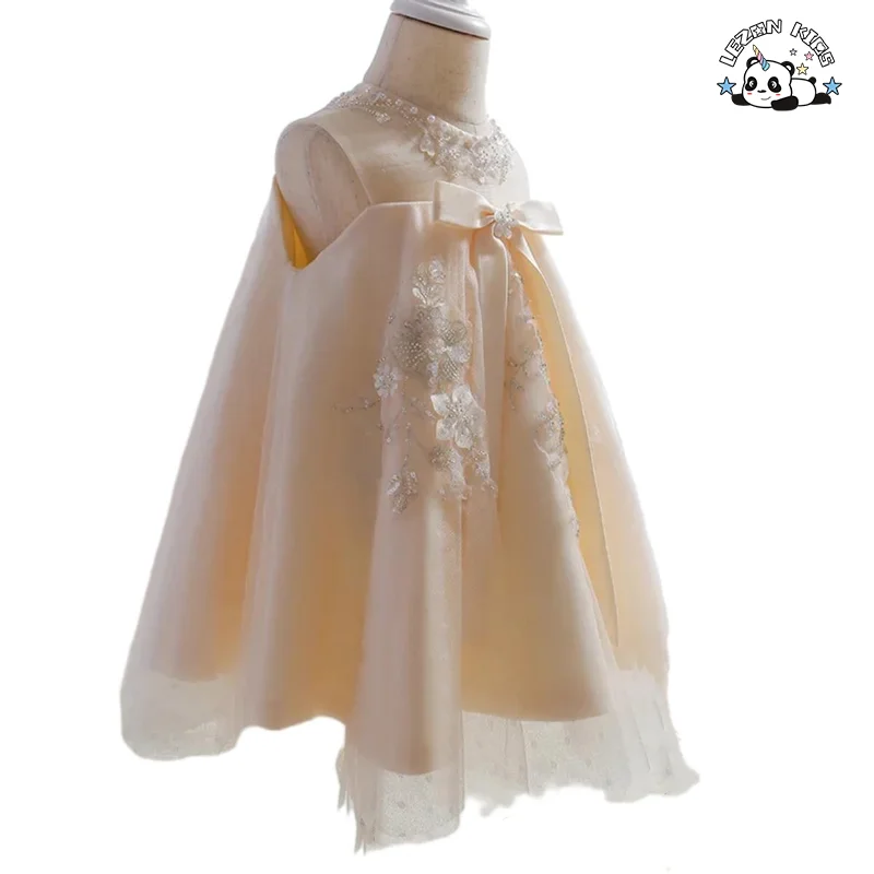 LEZONKIDS - Custom Baby Girl Dress Tulle Birthday Party Sleeveless Princess Dress for Kids